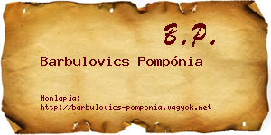 Barbulovics Pompónia névjegykártya