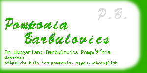 pomponia barbulovics business card